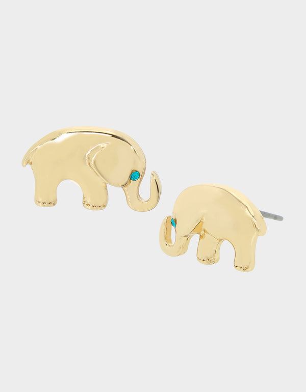 LUCKING OUT ELEPHANT STUDS BLUE - JEWELRY - Betsey Johnson