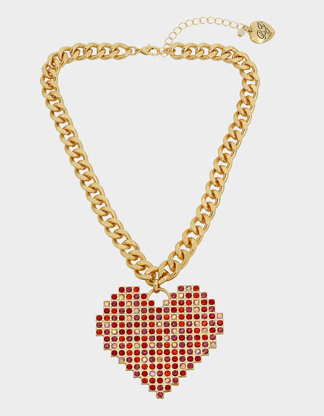 DEAR BETSEY SHORT HEART NECKLACE PINK | Heart Necklaces – Betsey