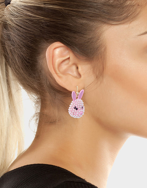 SOMEBUNNYS BABY BUNNY LEVER BACK EARRINGS PINK - JEWELRY - Betsey Johnson
