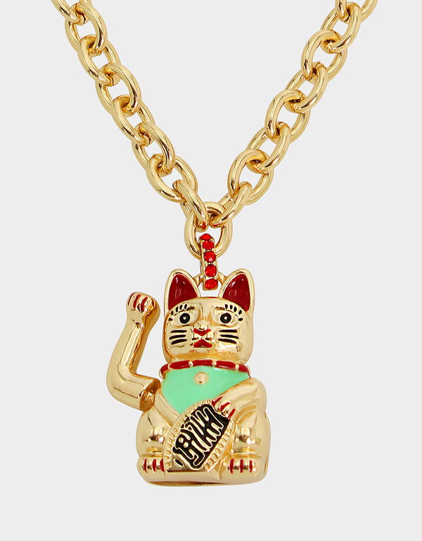 LUCKING OUT LUCKY CAT PENDANT NECKLACE RED - JEWELRY - Betsey Johnson