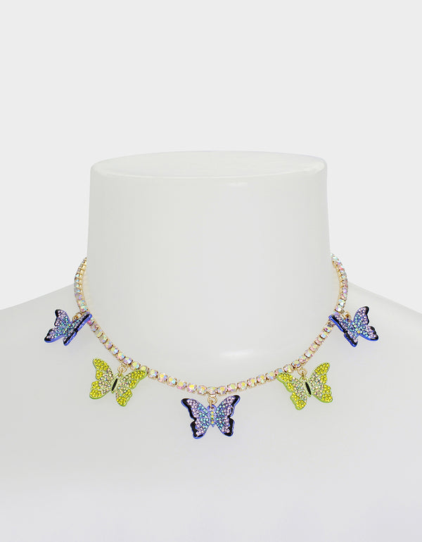 ALL A FLUTTER STONE BUTTERFLY FRONTAL NECKLACE MULTI - JEWELRY - Betsey Johnson