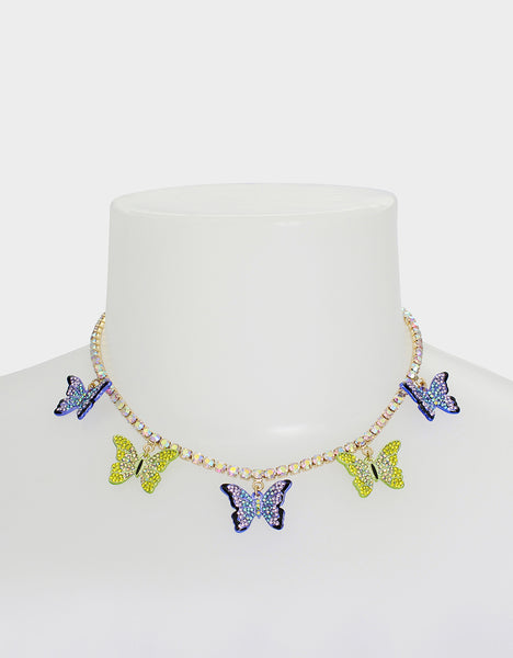 ALL A FLUTTER STONE BUTTERFLY FRONTAL NECKLACE MULTI - JEWELRY - Betsey Johnson