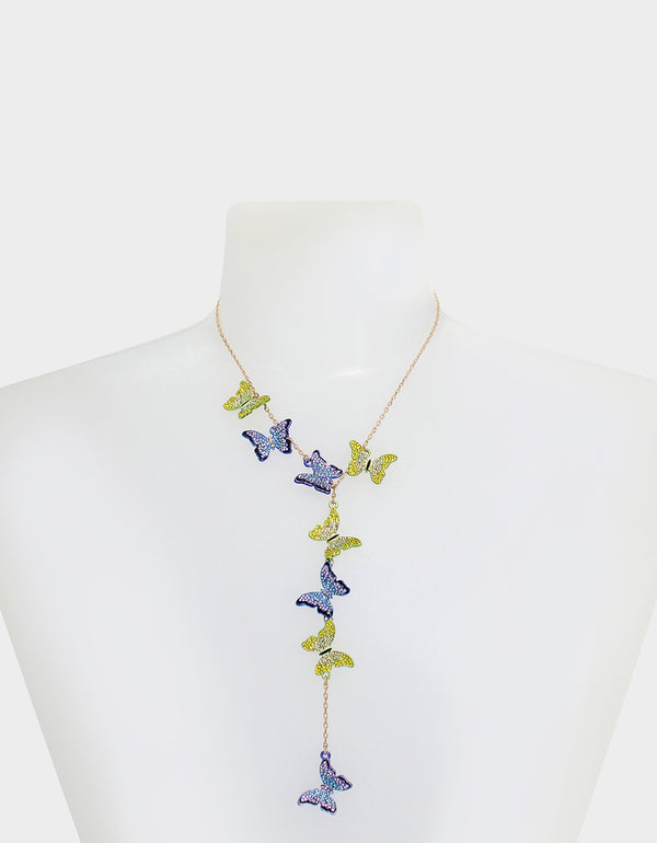 ALL A FLUTTER BUTTERFLY Y NECKLACE MULTI - JEWELRY - Betsey Johnson
