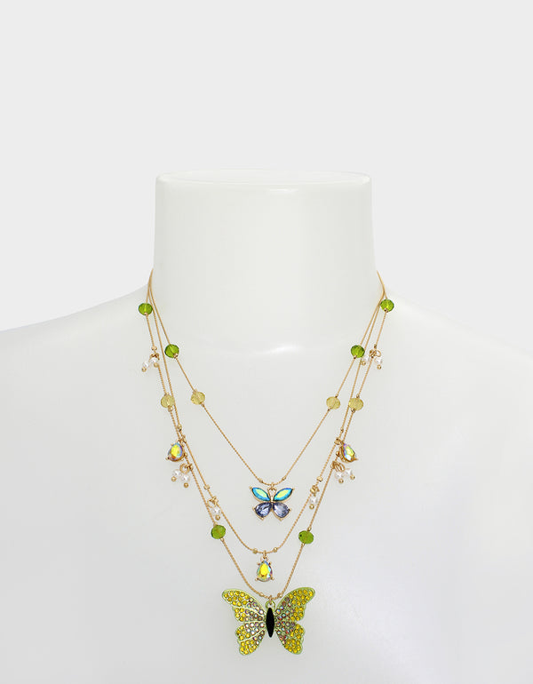 ALL A FLUTTER BUTTERFLY LAYERED NECKLACE MULTI - JEWELRY - Betsey Johnson
