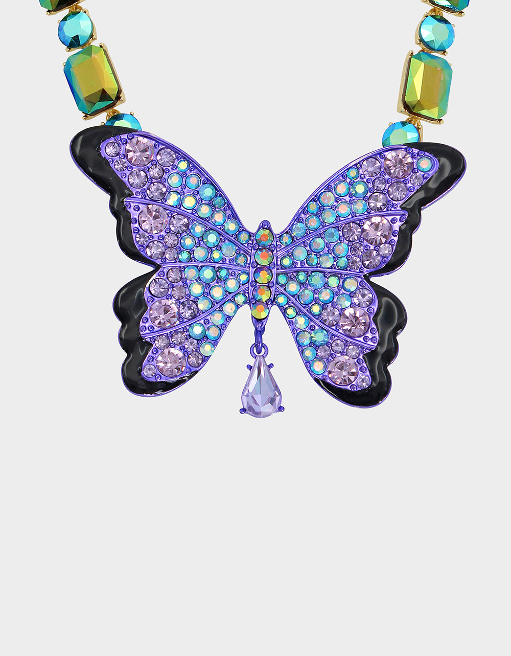 ALL A FLUTTER BUTTERFLY STONE PENDANT NECKLACE PURPLE Butterfly