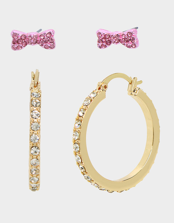 SOMEBUNNYS BABY BOW HOOPS PINK - JEWELRY - Betsey Johnson