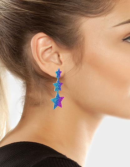 MISS USA STAR LINEAR EARRINGS MULTI - JEWELRY - Betsey Johnson