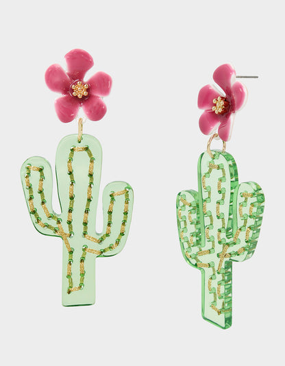 HOLA TO LOVE CACTUS DROP EARRINGS MULTI - JEWELRY - Betsey Johnson