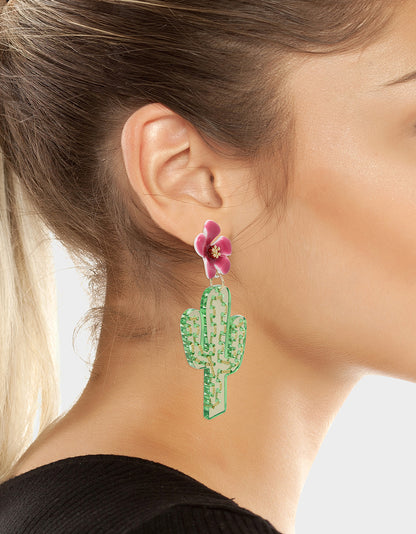 HOLA TO LOVE CACTUS DROP EARRINGS MULTI - JEWELRY - Betsey Johnson