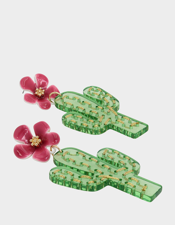 HOLA TO LOVE CACTUS DROP EARRINGS MULTI Earrings Betsey Johnson