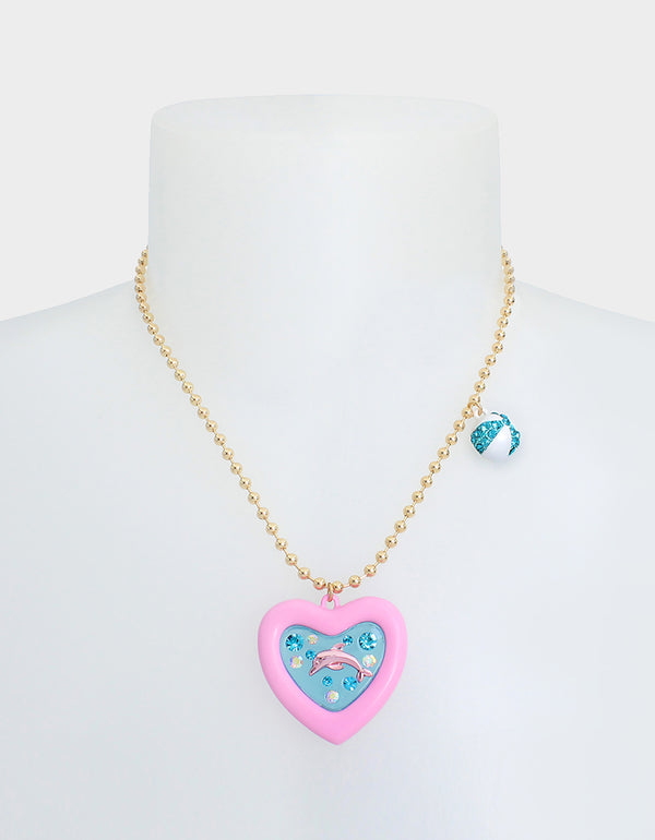 BETSEYS POOL PARTY DOLPHIN FLOATY NECKLACE PINK - JEWELRY - Betsey Johnson