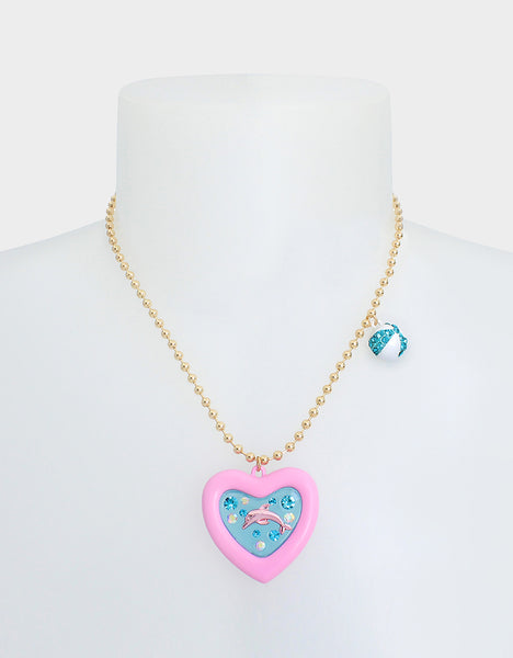BETSEYS POOL PARTY DOLPHIN FLOATY NECKLACE PINK - JEWELRY - Betsey Johnson