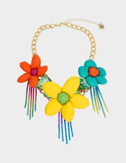 BETSEYS PUFFY FLOWER BIB NECKLACE MULTI - JEWELRY - Betsey Johnson