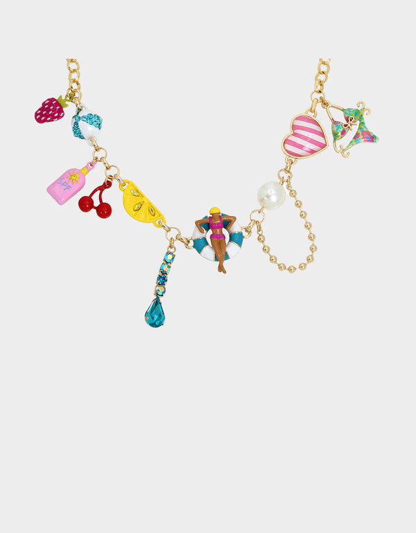 BETSEYS POOL PARTY CHARM FRONTAL NECKLACE MULTI - JEWELRY - Betsey Johnson