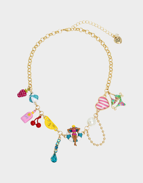 BETSEYS POOL PARTY CHARM FRONTAL NECKLACE MULTI - JEWELRY - Betsey Johnson