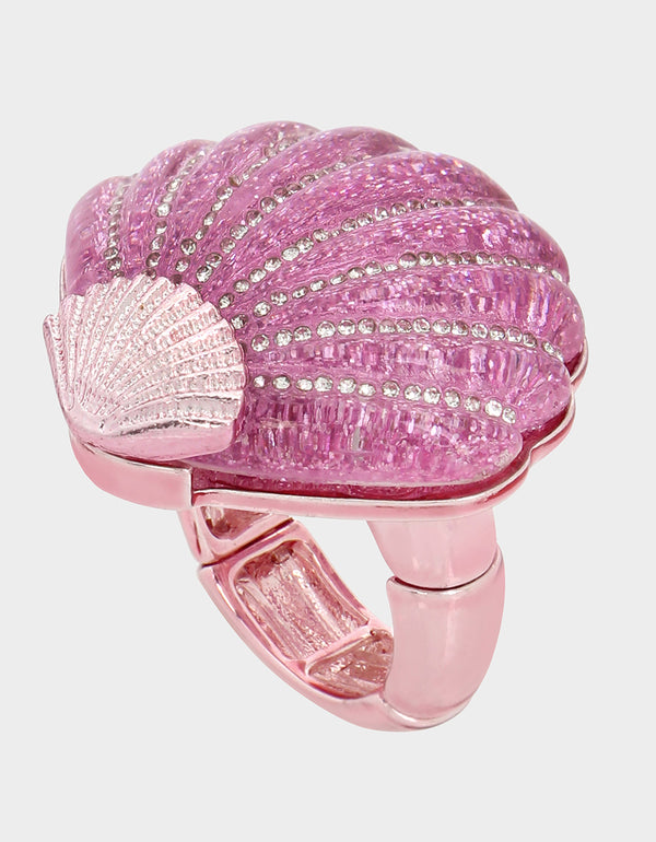 PINK SUMMER SHELL STRETCH RING PINK - JEWELRY - Betsey Johnson