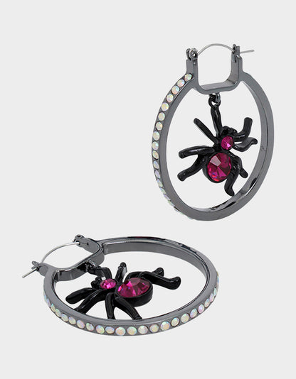 GHOUL FRIENDS SPIDER HOOP EARRINGS PINK - JEWELRY - Betsey Johnson