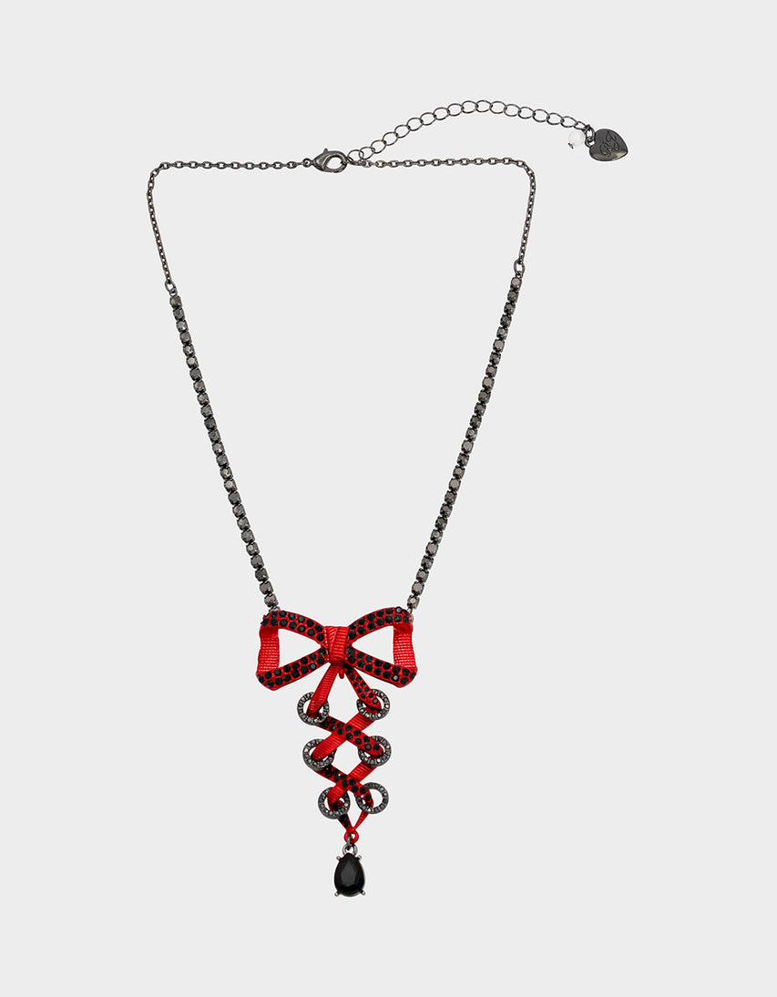 RED BOWS BOW CORSET PENDANT RED - JEWELRY - Betsey Johnson