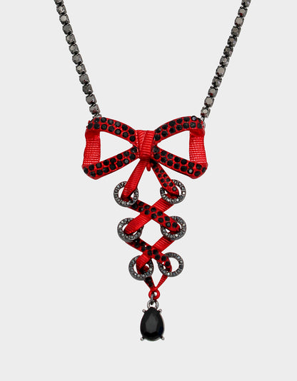 RED BOWS BOW CORSET PENDANT RED - JEWELRY - Betsey Johnson