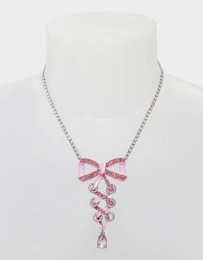 PINK BOWS BOW CORSET PENDANT PINK - JEWELRY - Betsey Johnson