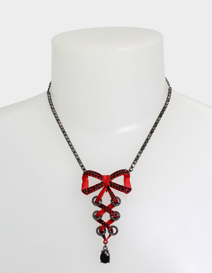 RED BOWS BOW CORSET PENDANT RED - JEWELRY - Betsey Johnson