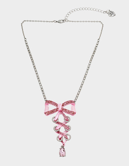 PINK BOWS BOW CORSET PENDANT PINK - JEWELRY - Betsey Johnson