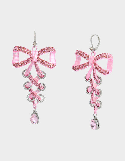 PINK BOWS CORSET CHANDELIER EARRINGS PINK - JEWELRY - Betsey Johnson