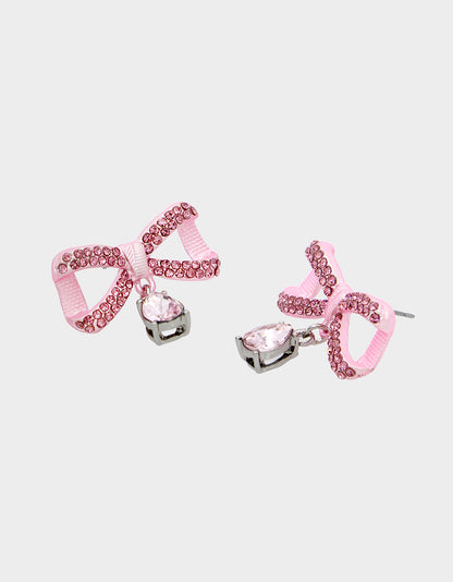 PINK BOWS BOW STONE DROP EARRINGS PINK - JEWELRY - Betsey Johnson