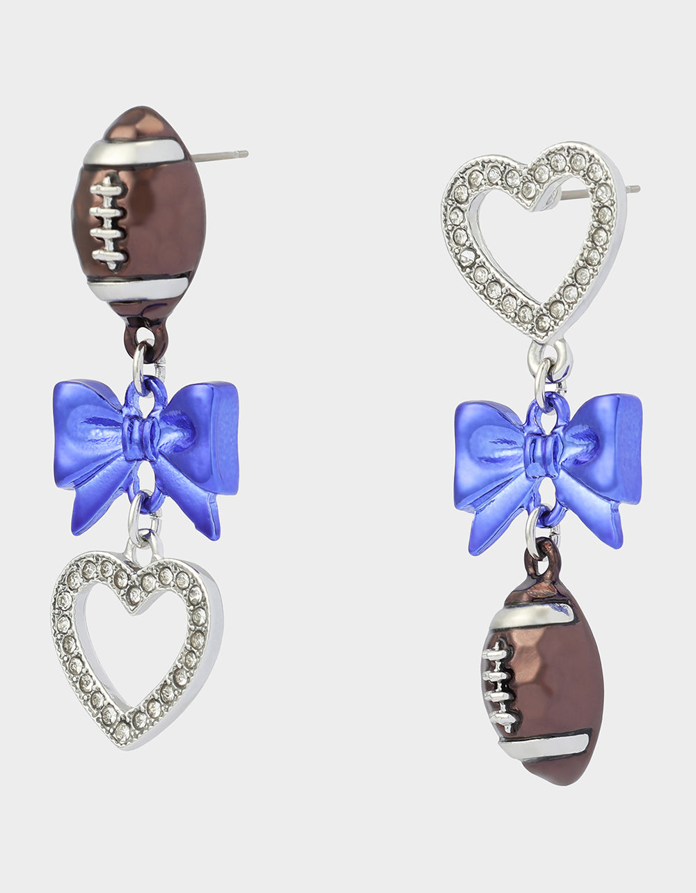 FOOTBALL BOW DROP EARRING BLUE - JEWELRY - Betsey Johnson