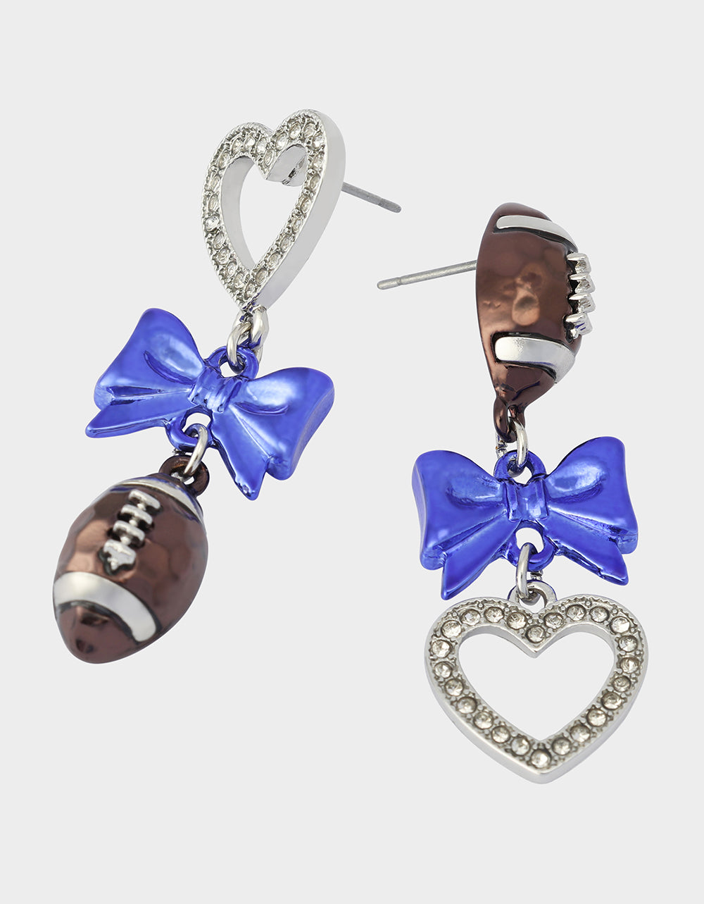 FOOTBALL BOW DROP EARRING BLUE - JEWELRY - Betsey Johnson - view 3