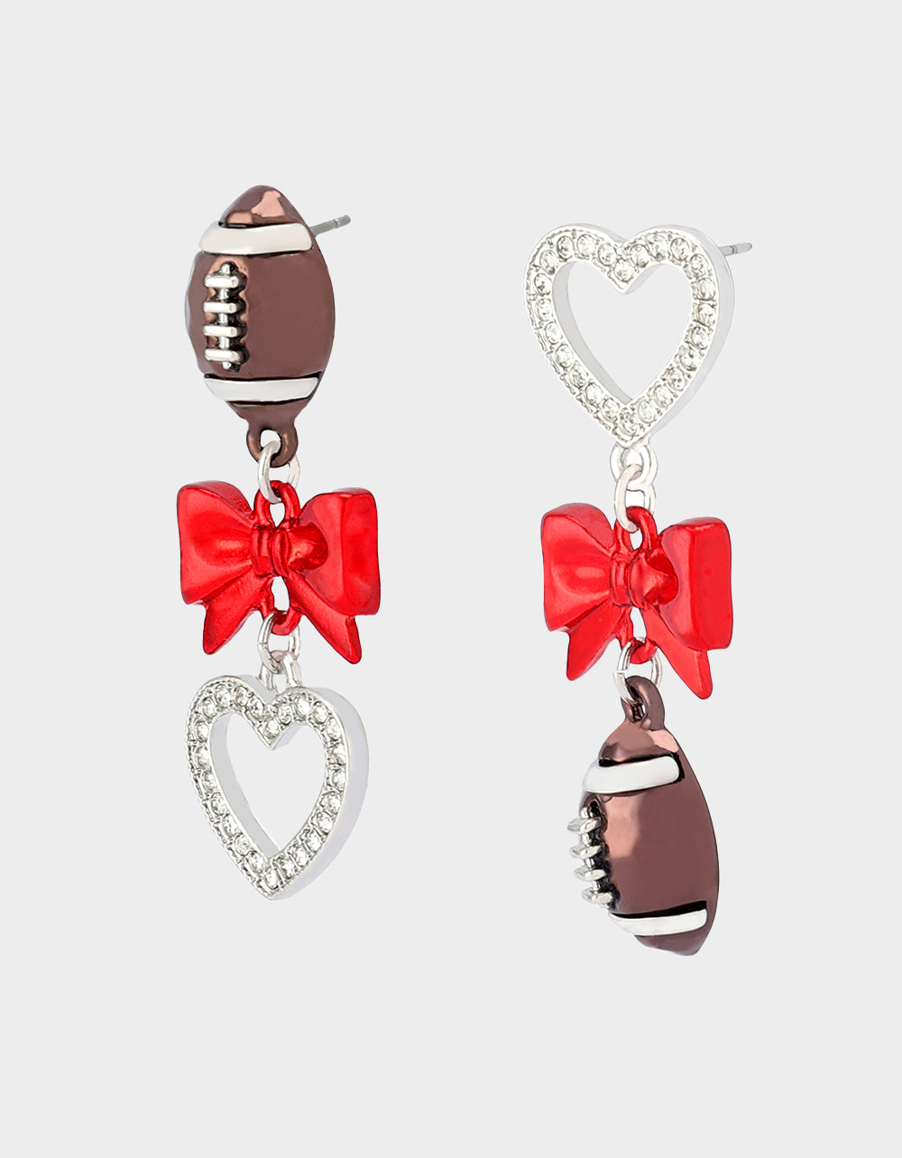 FOOTBALL BOW DROP EARRINGS RED - JEWELRY - Betsey Johnson - view 3