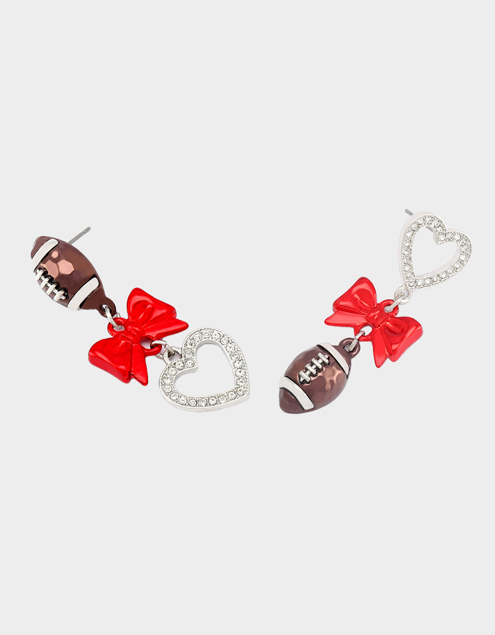 FOOTBALL BOW DROP EARRINGS RED - JEWELRY - Betsey Johnson - view 2