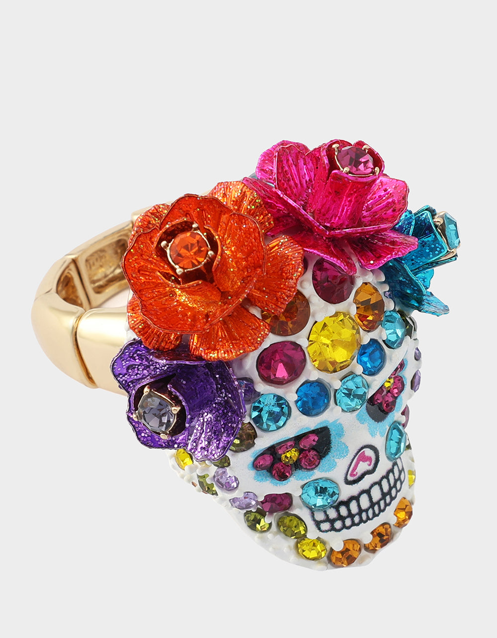 PAVE SKULL STRETCH RING MULTI - JEWELRY - Betsey Johnson - view 3