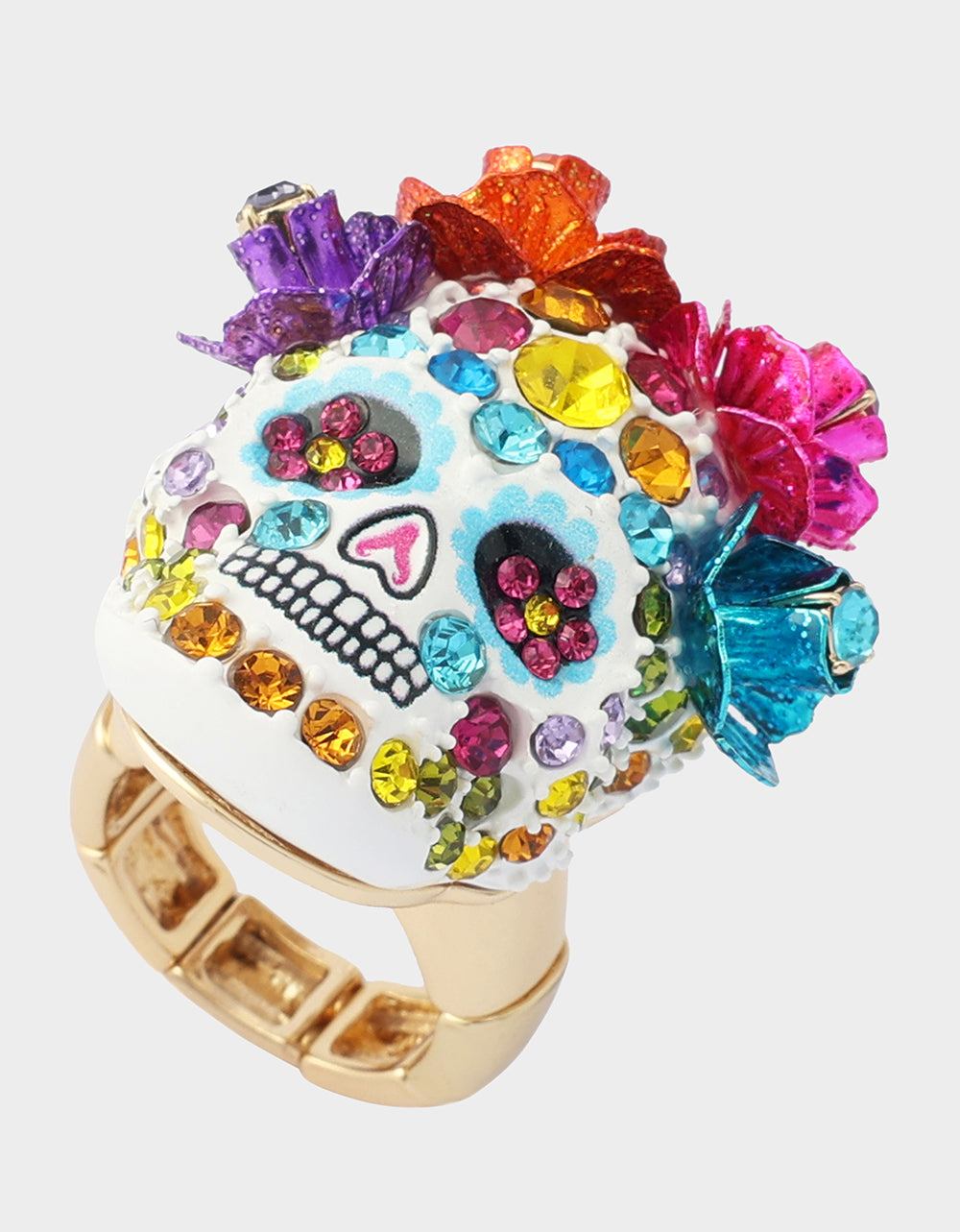 PAVE SKULL STRETCH RING MULTI - JEWELRY - Betsey Johnson