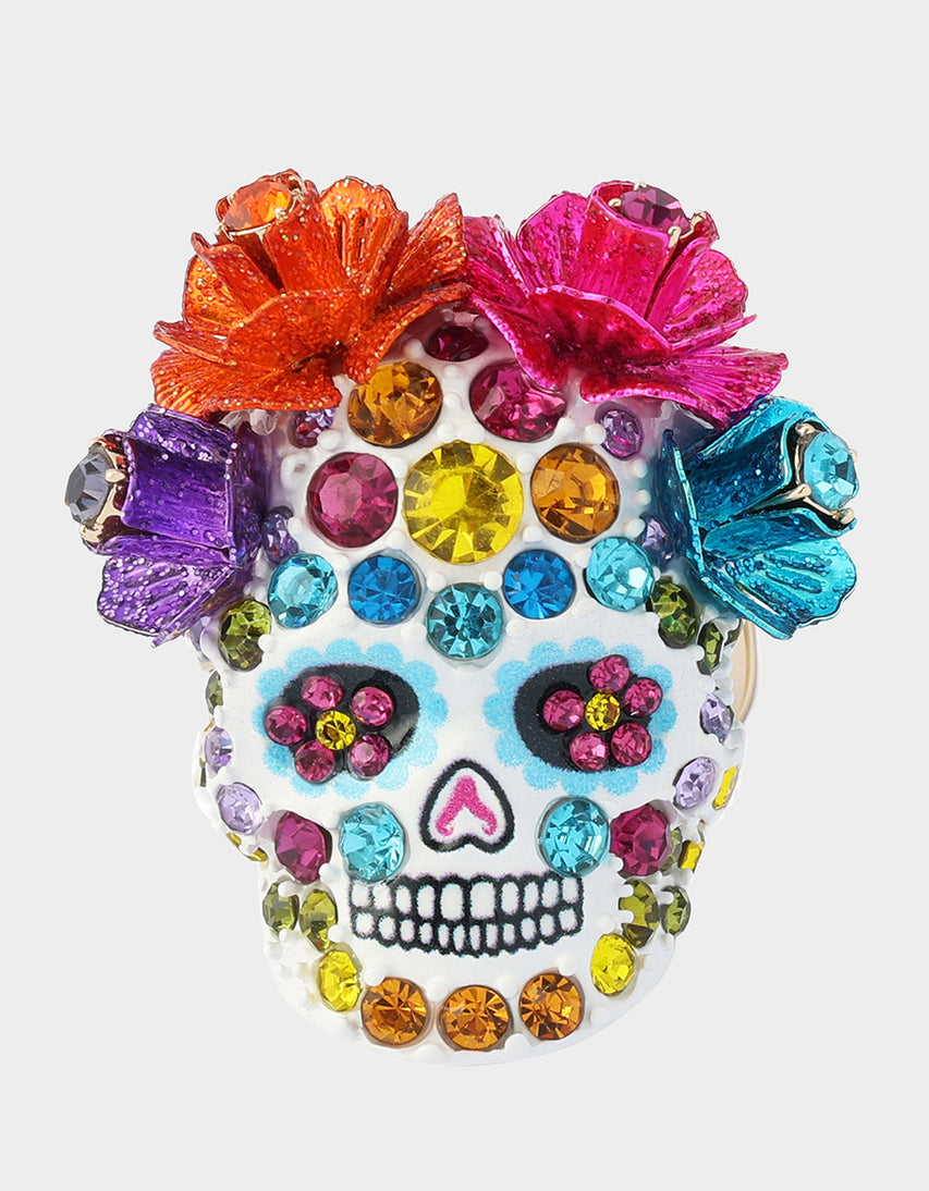 PAVE SKULL STRETCH RING MULTI - JEWELRY - Betsey Johnson