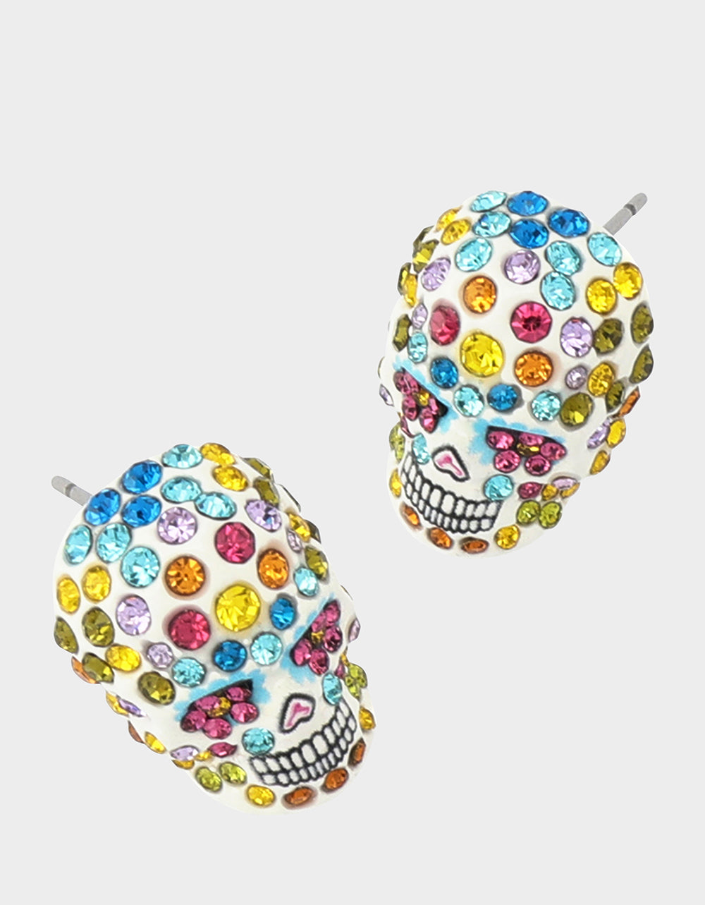 PAVE SKULL STUD EARRINGS MULTI - JEWELRY - Betsey Johnson - view 2