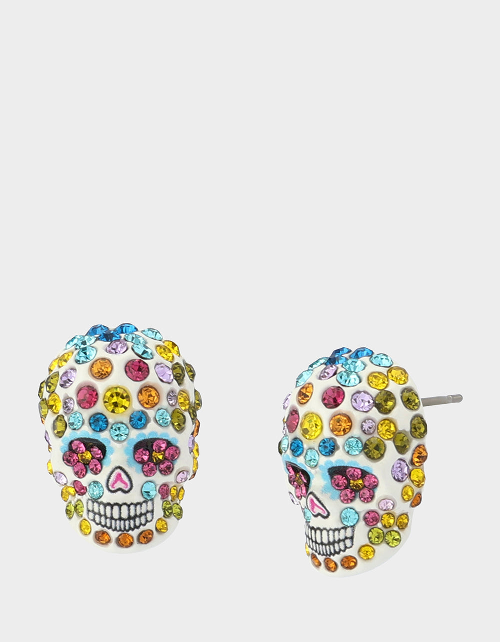 PAVE SKULL STUD EARRINGS MULTI - JEWELRY - Betsey Johnson