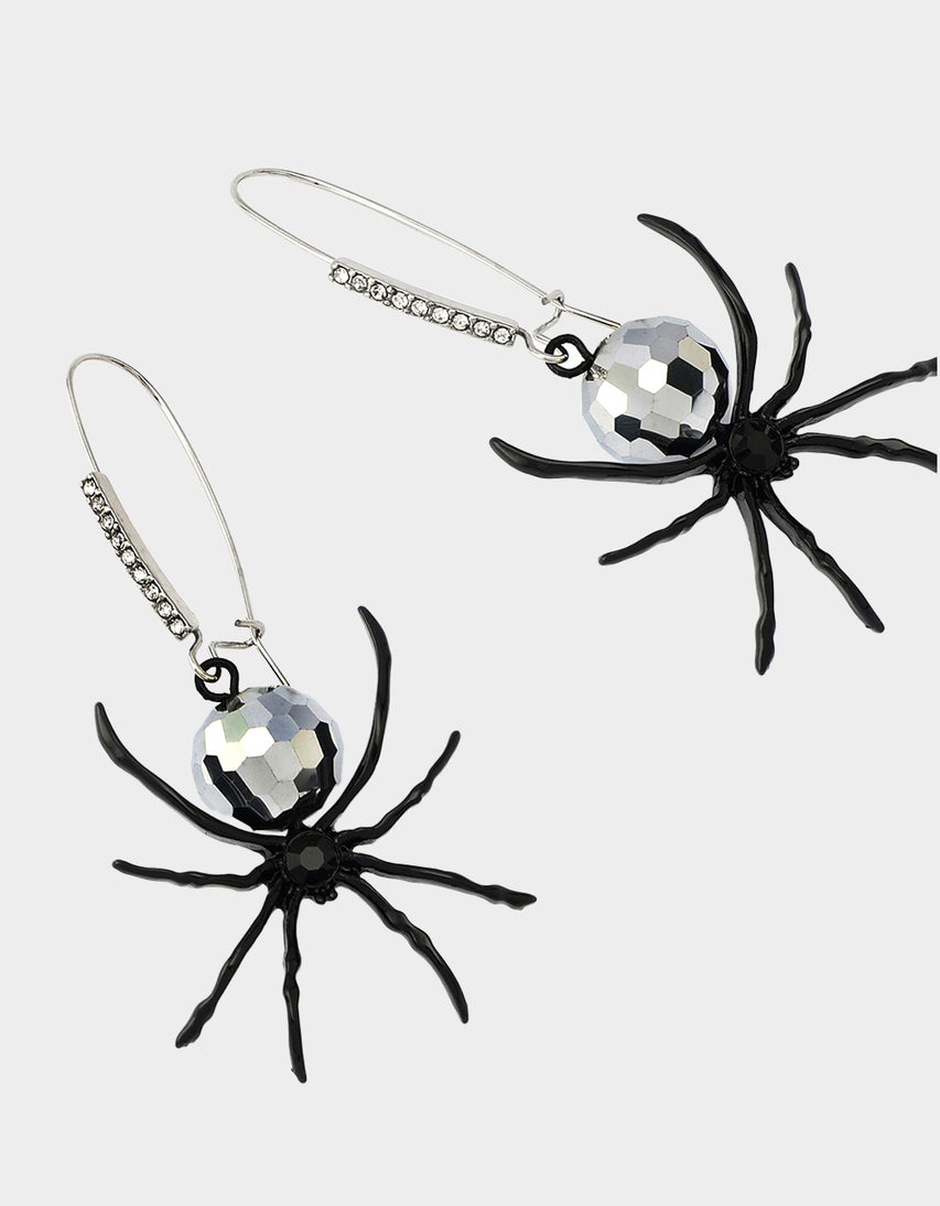 DISCO SPIDER DROP EARRINGS BLACK - JEWELRY - Betsey Johnson