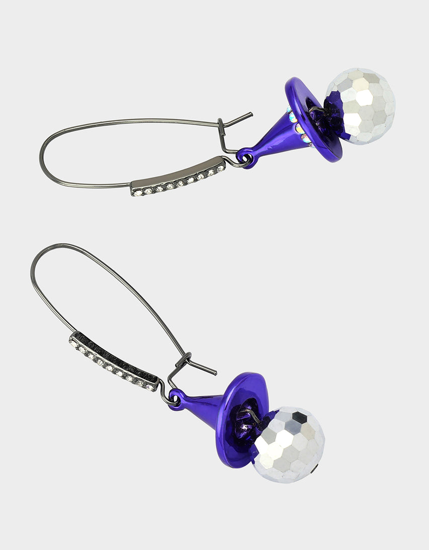 DISCO WITCH HAT DROP EARRINGS PURPLE - JEWELRY - Betsey Johnson