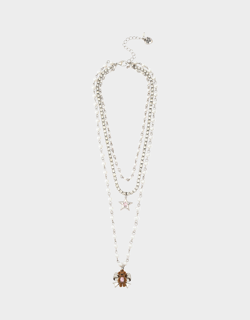 TEDDY BOW ILLUSION NECKLACE PINK - JEWELRY - Betsey Johnson