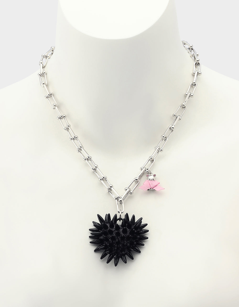 SPIKY HEART PENDANT NECKLACE BLACK - view 4