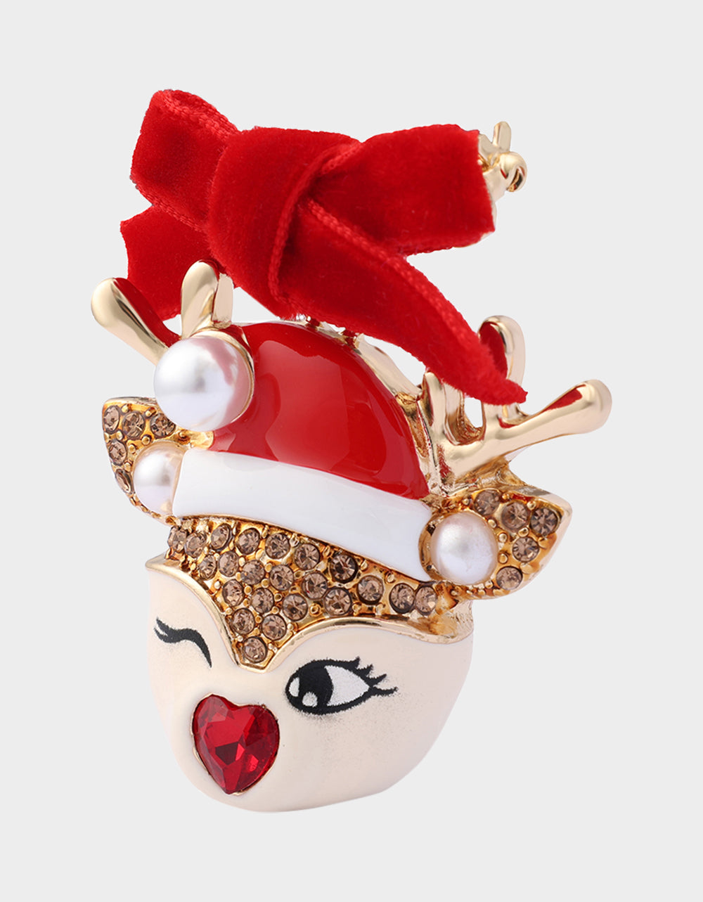 WINK REINDEER BROOCH RED - JEWELRY - Betsey Johnson