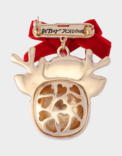 WINK REINDEER BROOCH RED - JEWELRY - Betsey Johnson