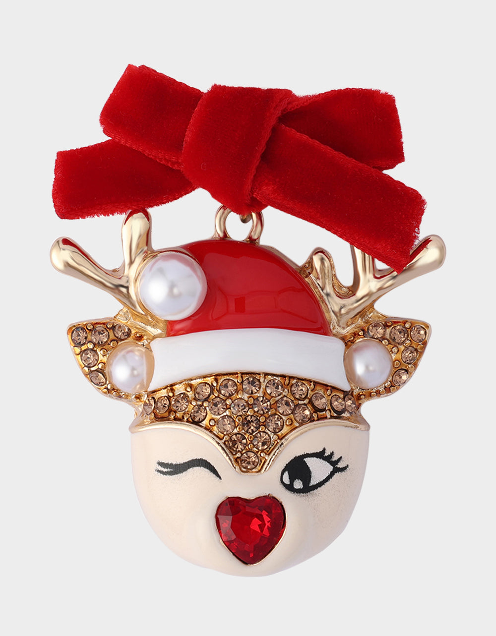 WINK REINDEER BROOCH RED - JEWELRY - Betsey Johnson