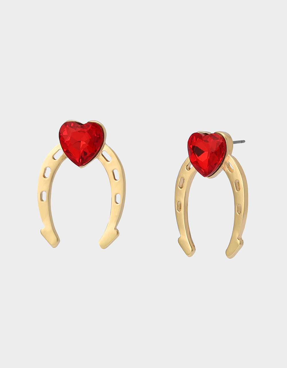 HORSESHOE STUD EARRINGS RED - JEWELRY - Betsey Johnson
