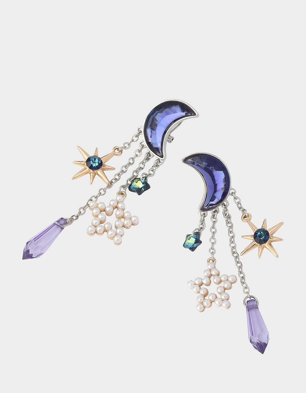 MOON CHARM DROP EARRINGS BLUE - JEWELRY - Betsey Johnson