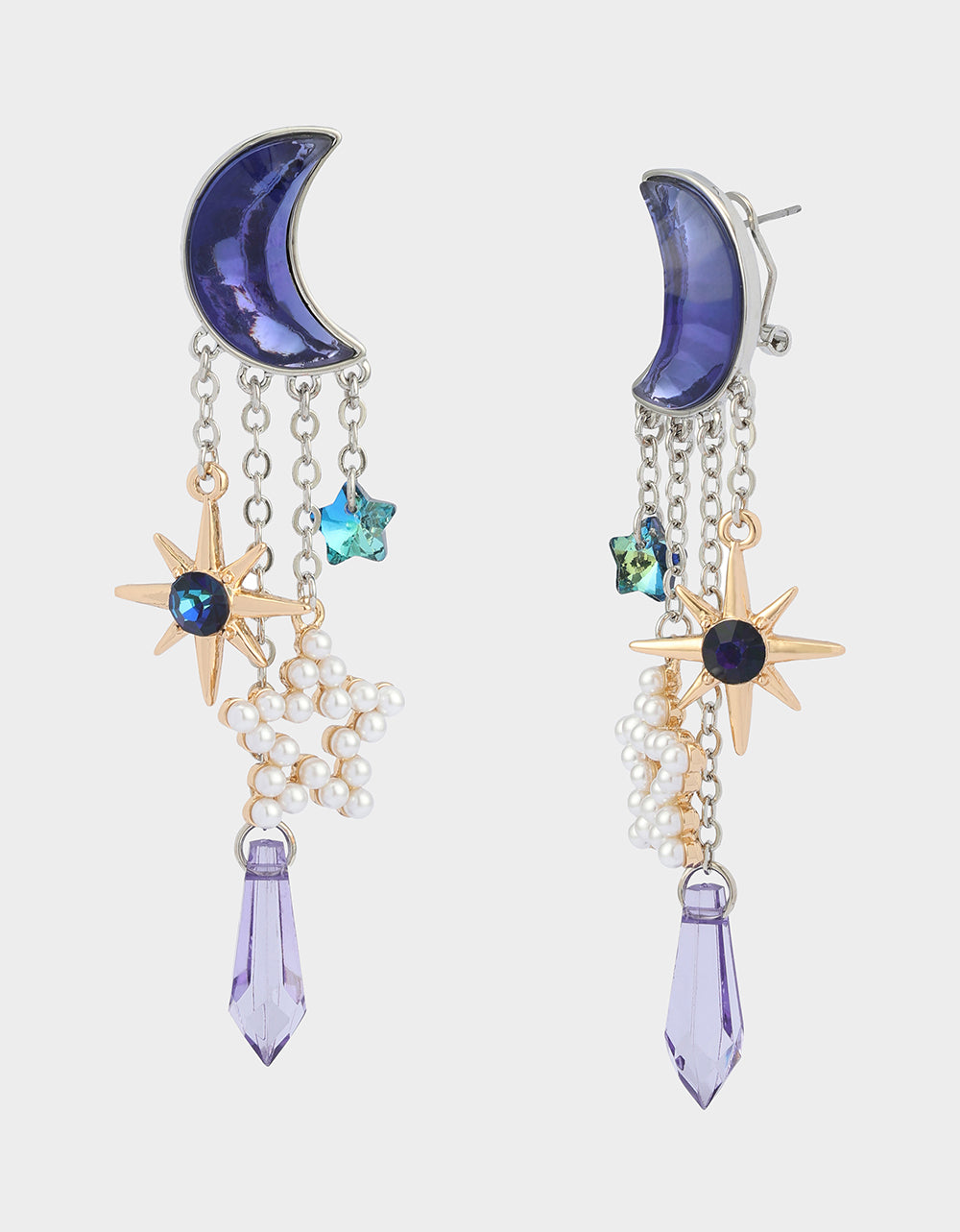MOON CHARM DROP EARRINGS BLUE - JEWELRY - Betsey Johnson