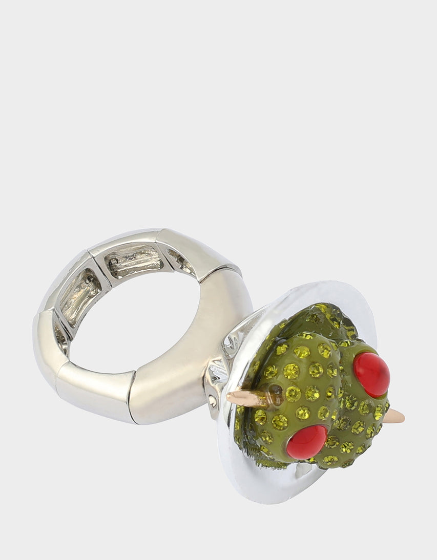 MARTINI COCKTAIL RING GREEN - JEWELRY - Betsey Johnson