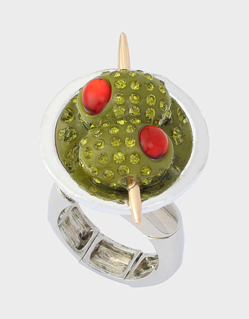 MARTINI COCKTAIL RING GREEN - JEWELRY - Betsey Johnson