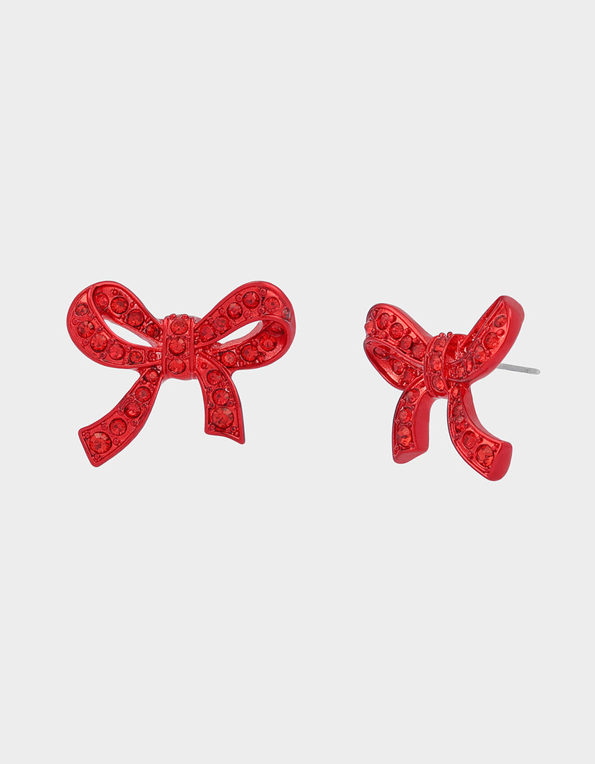 BOW STUD EARRINGS RED - JEWELRY - Betsey Johnson